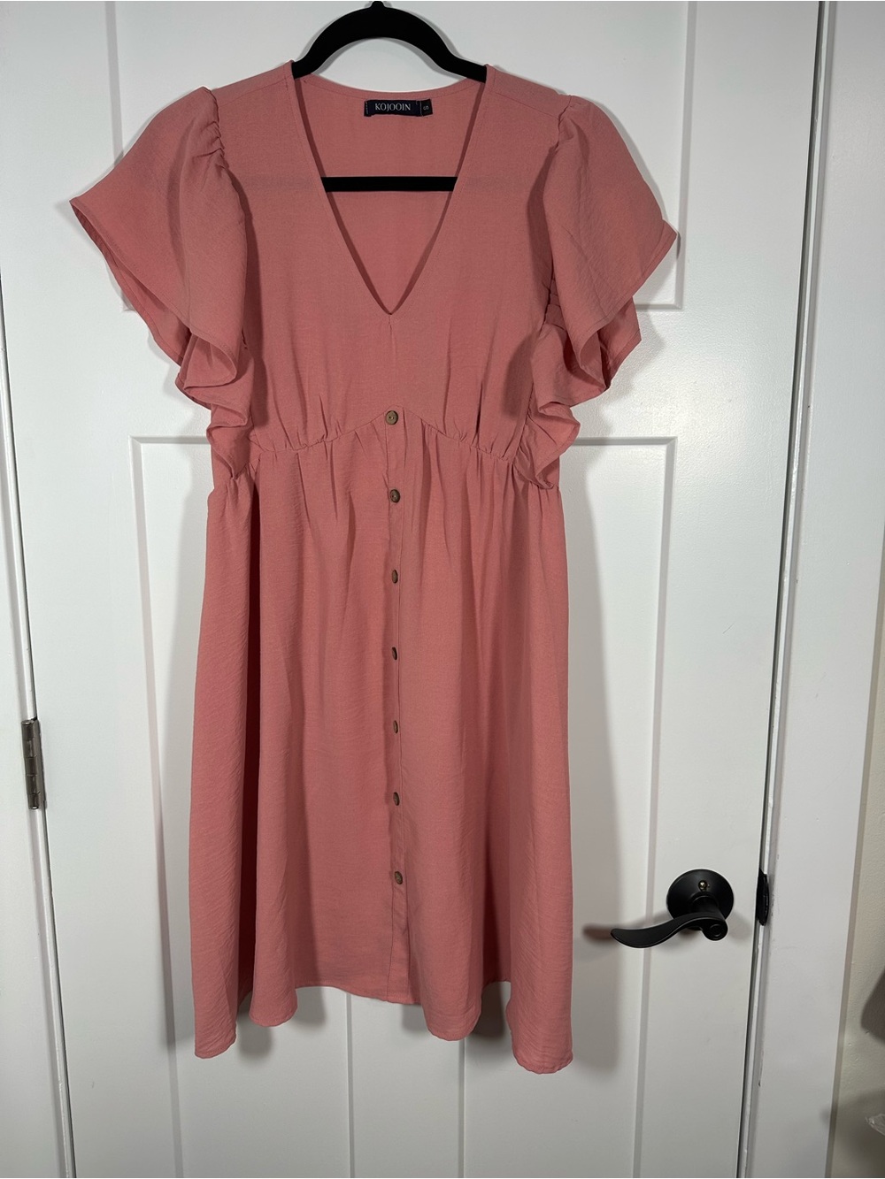 Mossimo Soft Rose Button-Front Flutter Sleeve Mini Dress